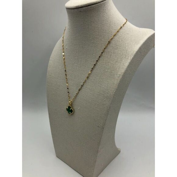 18K Gold Plated Stainless Steel "Four Leaf Clover" Necklace Hypoallergenic - Picture 8 of 12